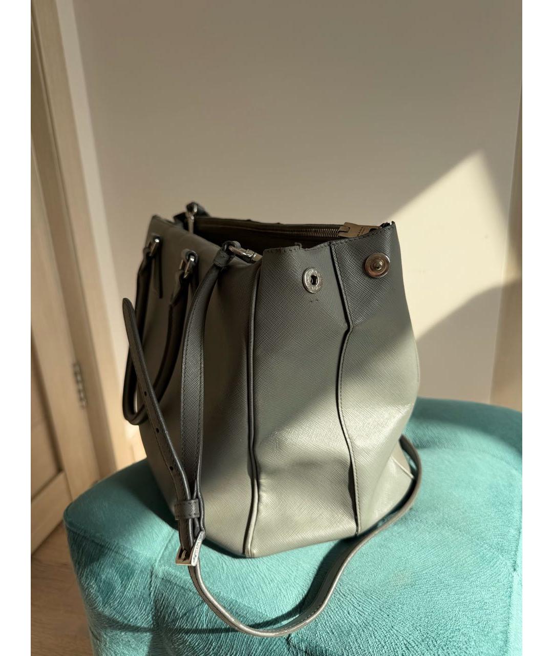 PRADA Серая кожаная сумка тоут, фото 5
