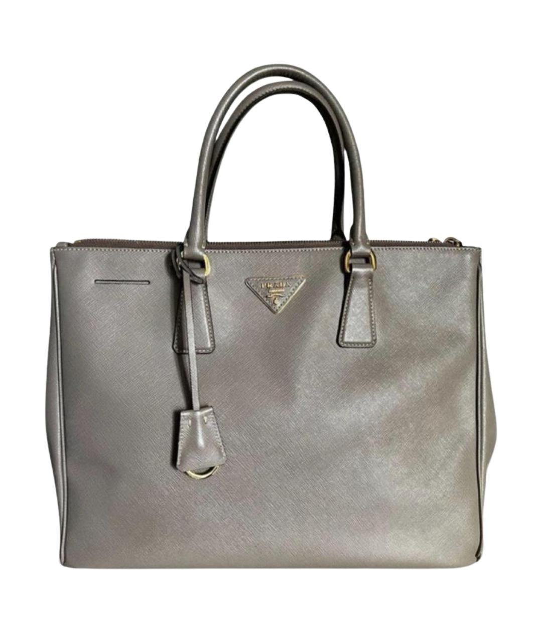 PRADA Серая кожаная сумка тоут, фото 1