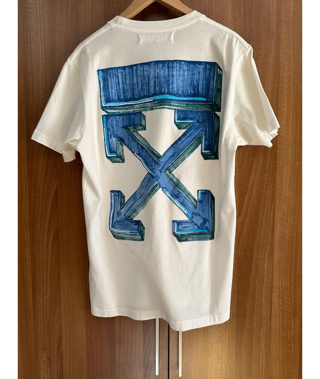 OFF-WHITE Белая хлопковая футболка, фото 2