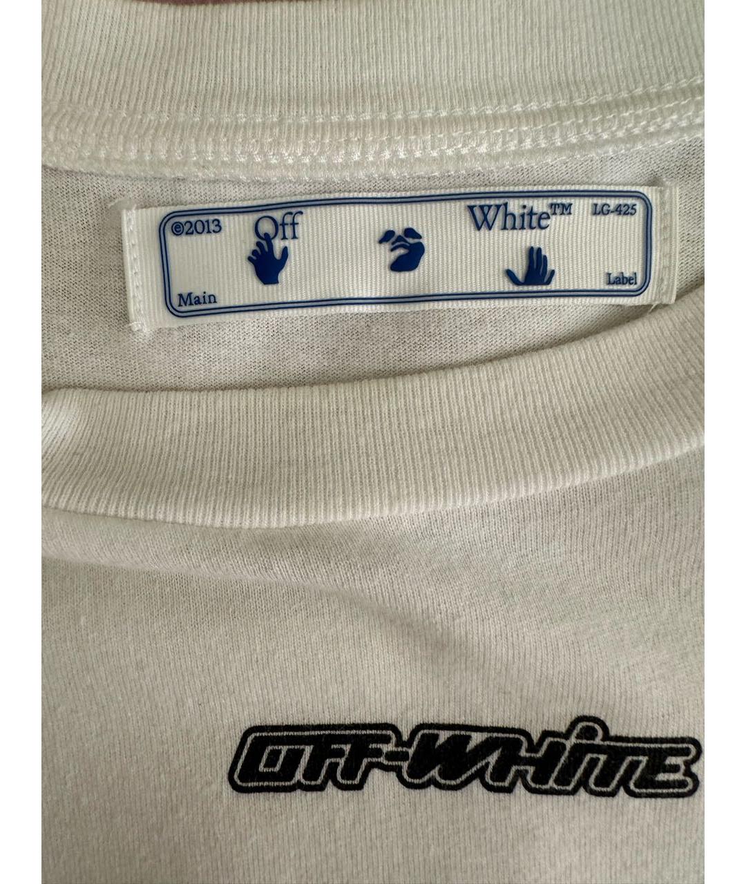 OFF-WHITE Белая хлопковая футболка, фото 3