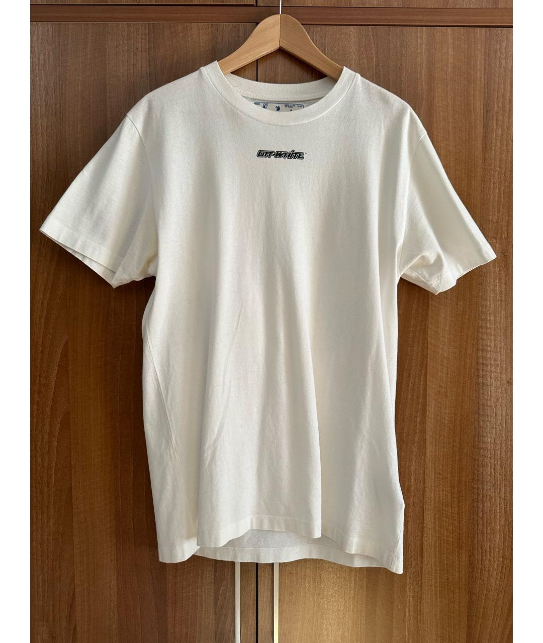 OFF-WHITE Белая хлопковая футболка, фото 7