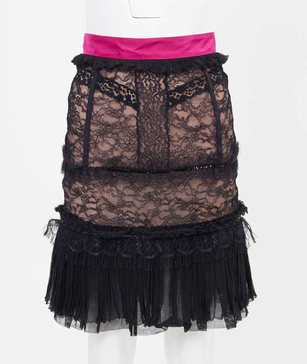 LOUIS VUITTON Черная полиамидовая юбка мини, фото 4