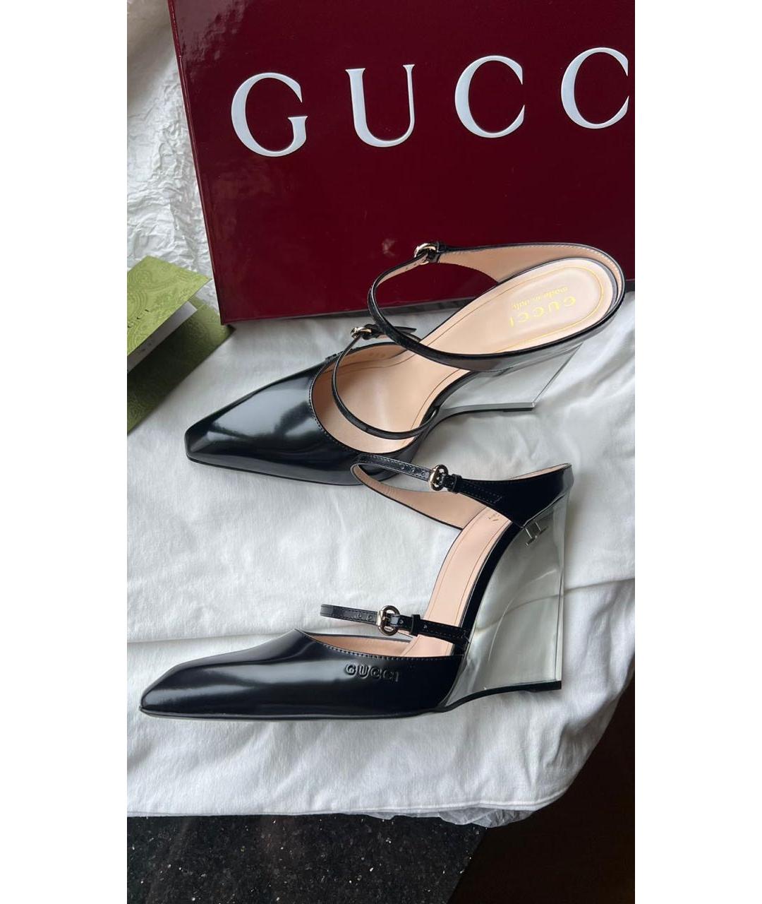 GUCCI Черные кожаные туфли, фото 9