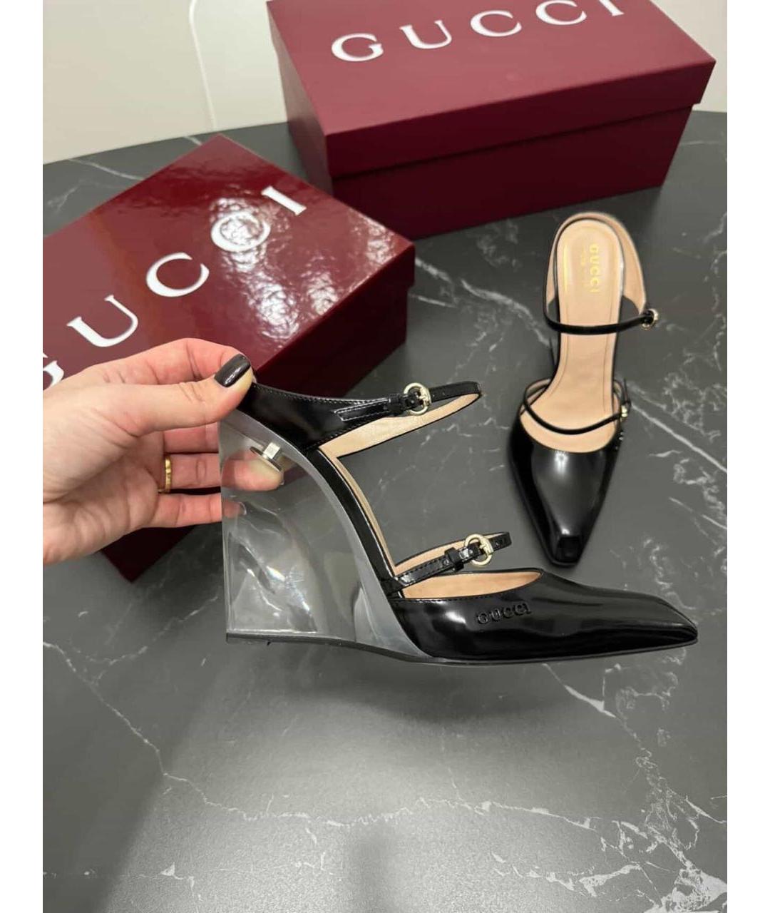 GUCCI Черные кожаные туфли, фото 5