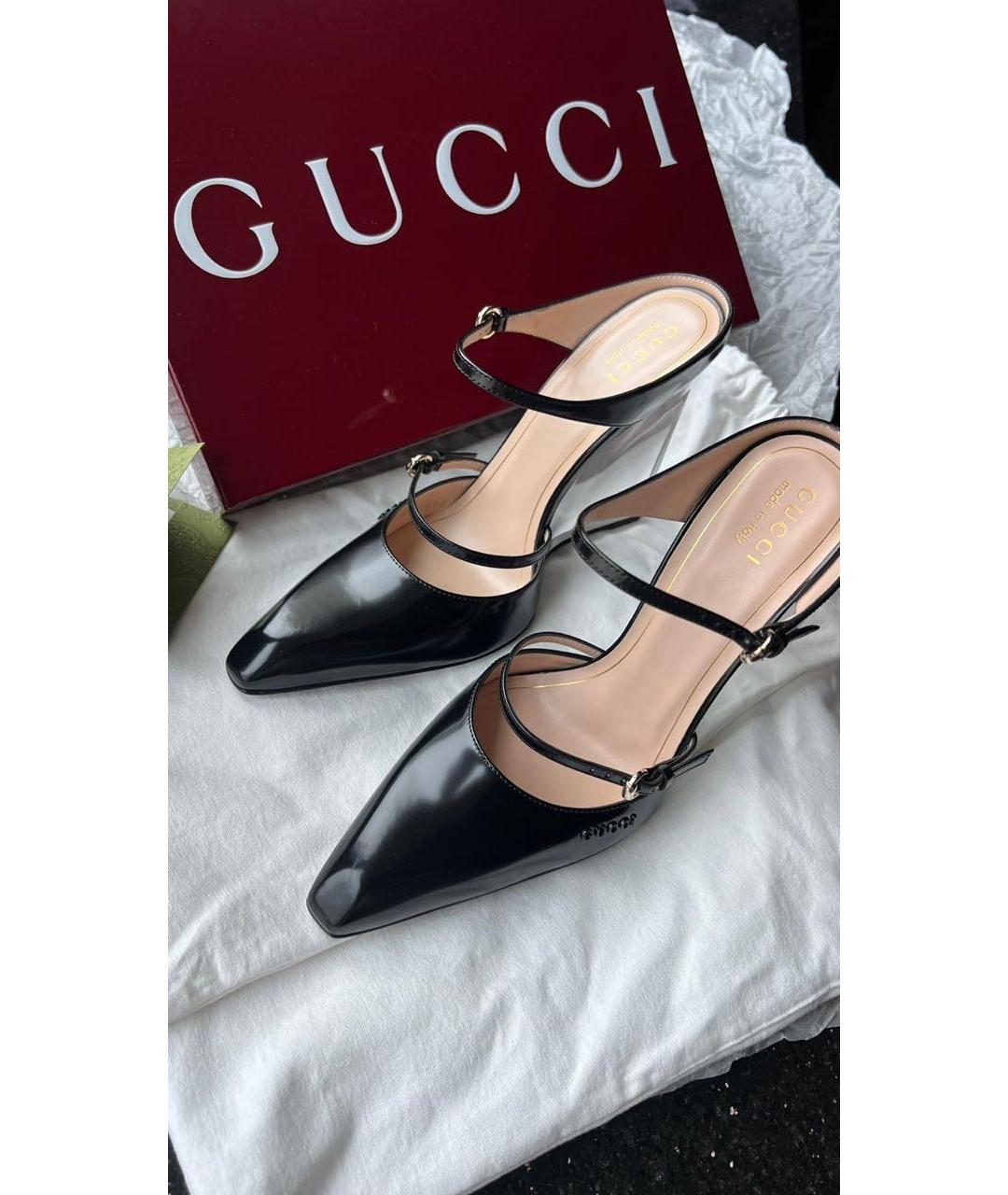 GUCCI Черные кожаные туфли, фото 3