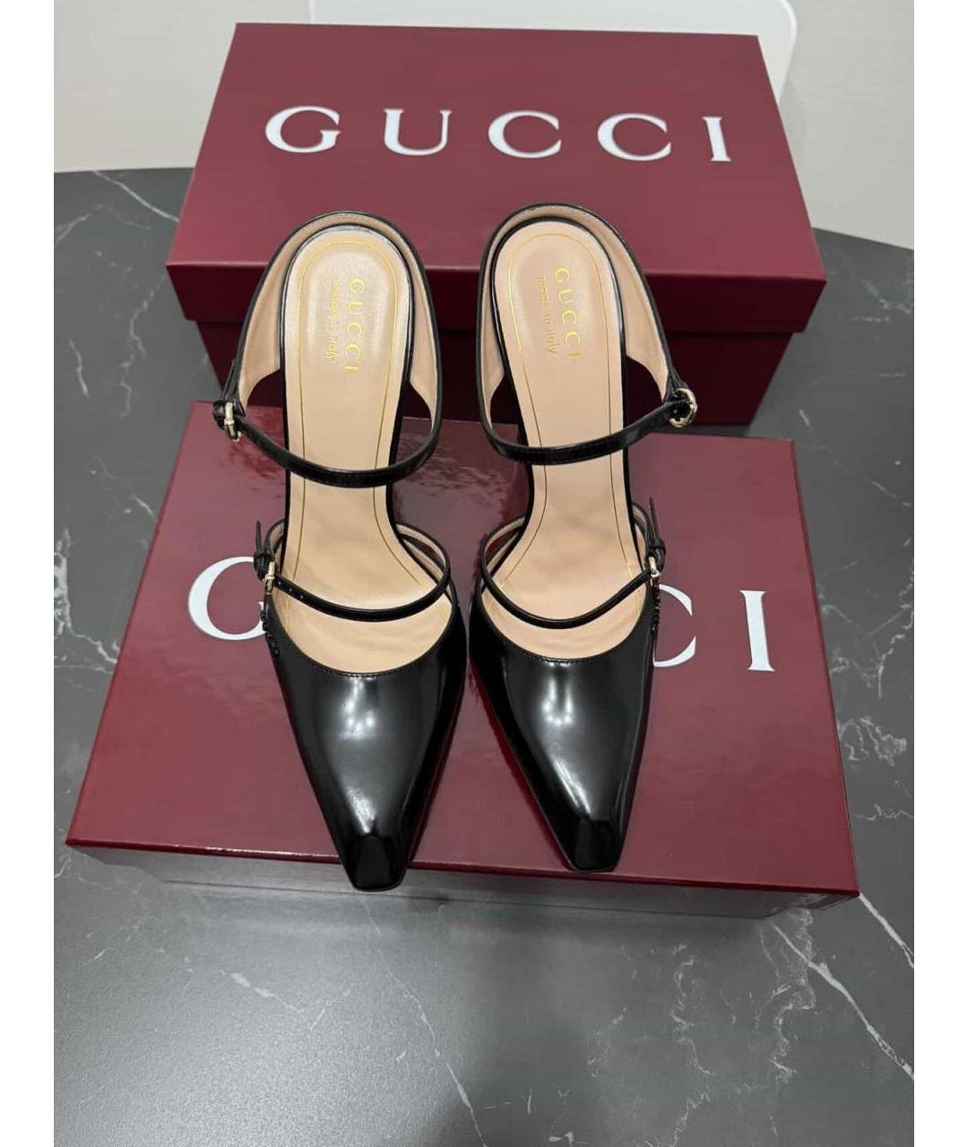 GUCCI Черные кожаные туфли, фото 2