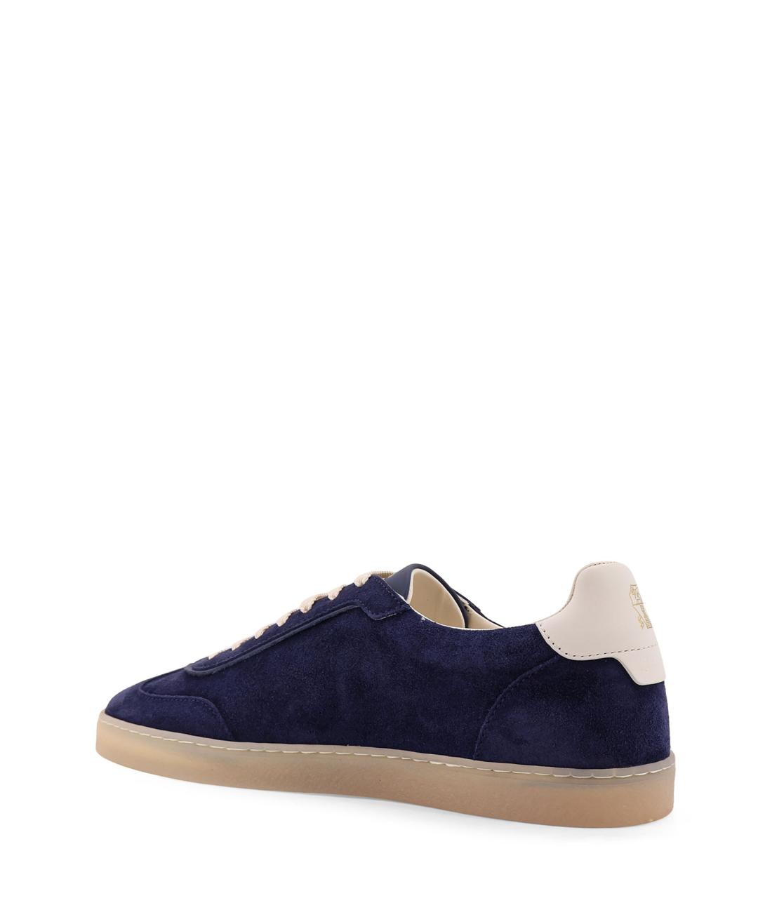 BRUNELLO CUCINELLI Темно-синие замшевые низкие кроссовки / кеды, фото 3