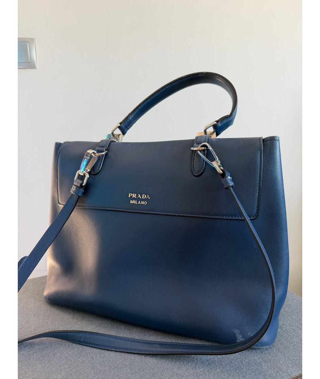 PRADA Синяя кожаная сумка тоут, фото 3