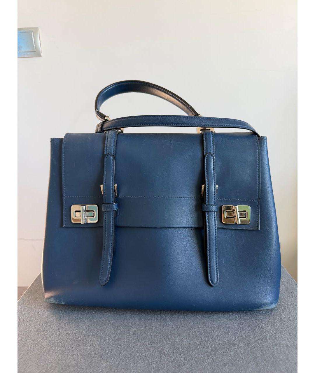 PRADA Синяя кожаная сумка тоут, фото 5