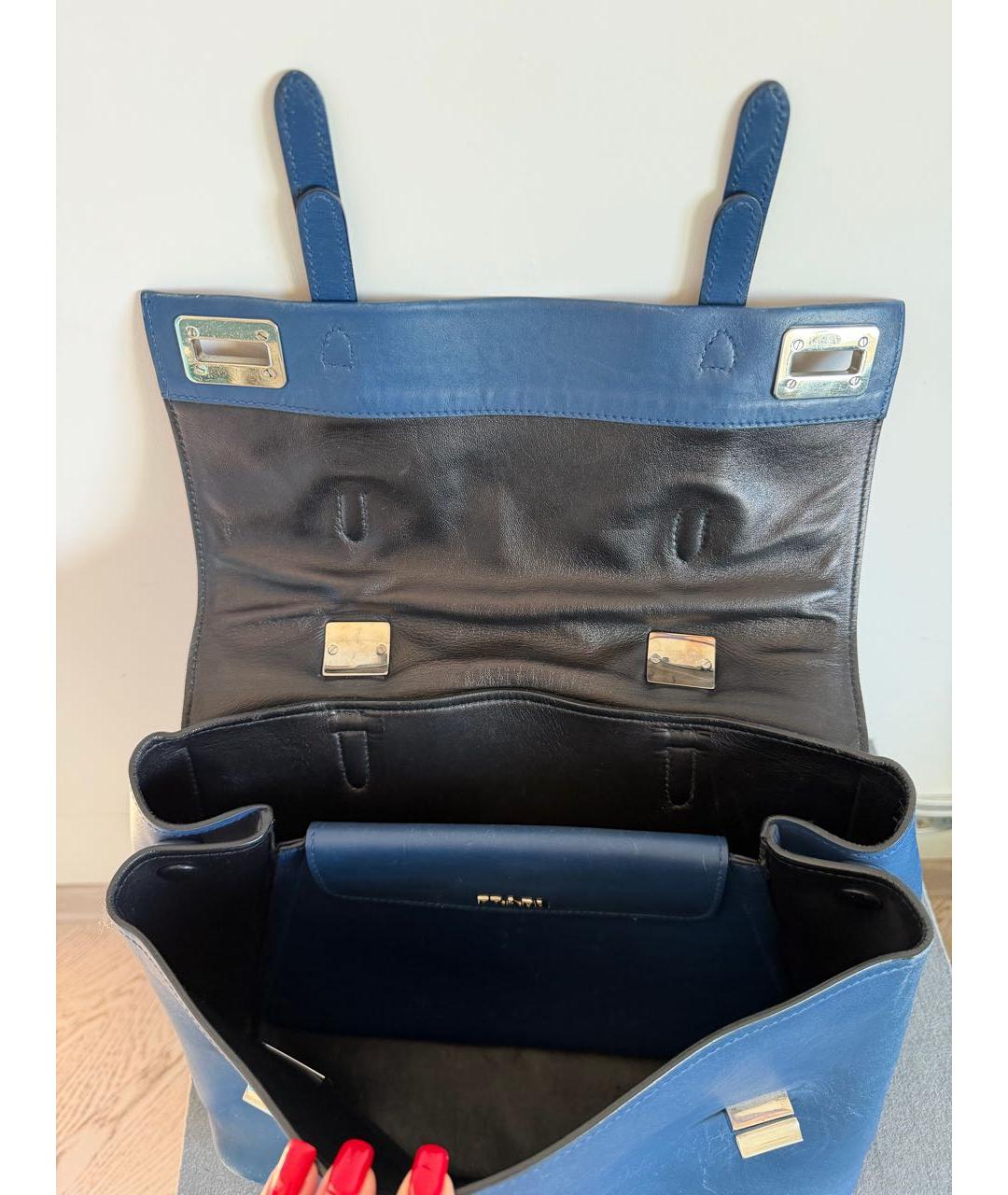 PRADA Синяя кожаная сумка тоут, фото 4