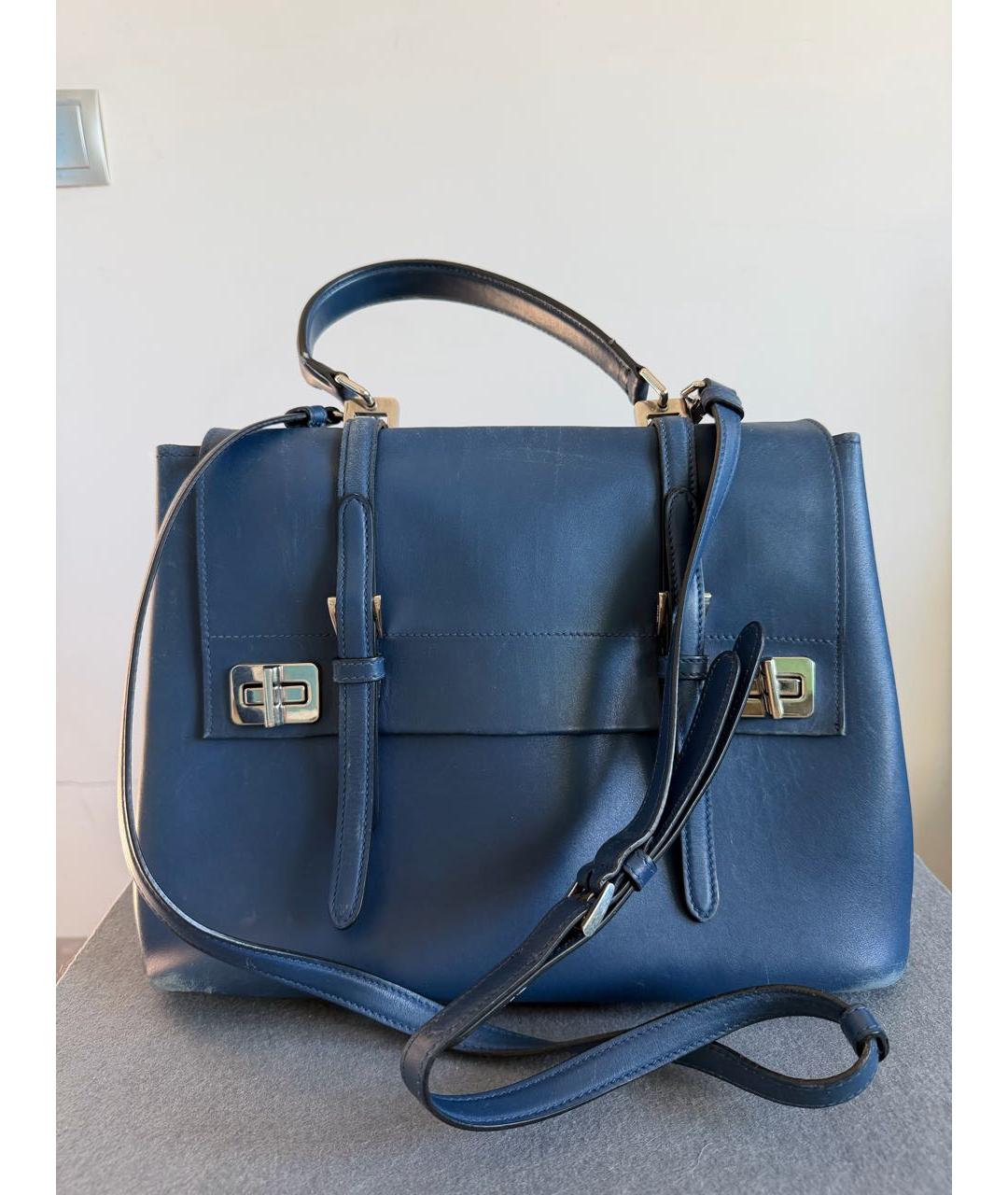 PRADA Синяя кожаная сумка тоут, фото 2