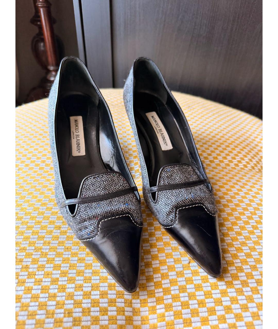 MANOLO BLAHNIK Серые кожаные туфли, фото 2