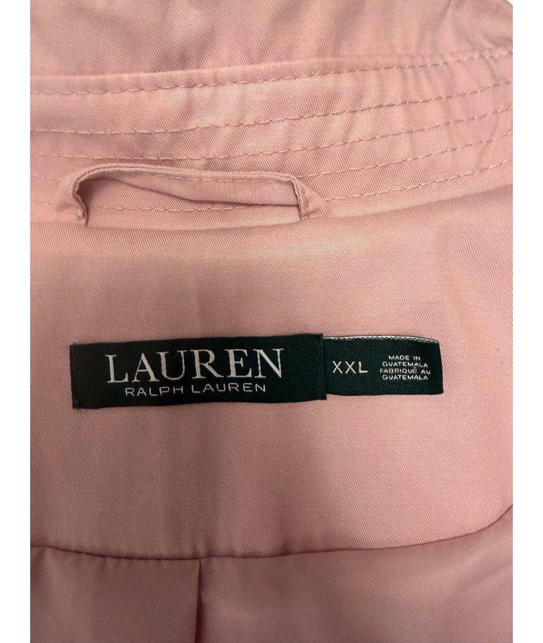 RALPH LAUREN Розовый хлопковый тренч/плащ, фото 3