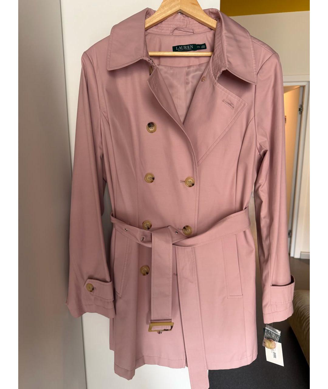 RALPH LAUREN Розовый хлопковый тренч/плащ, фото 9