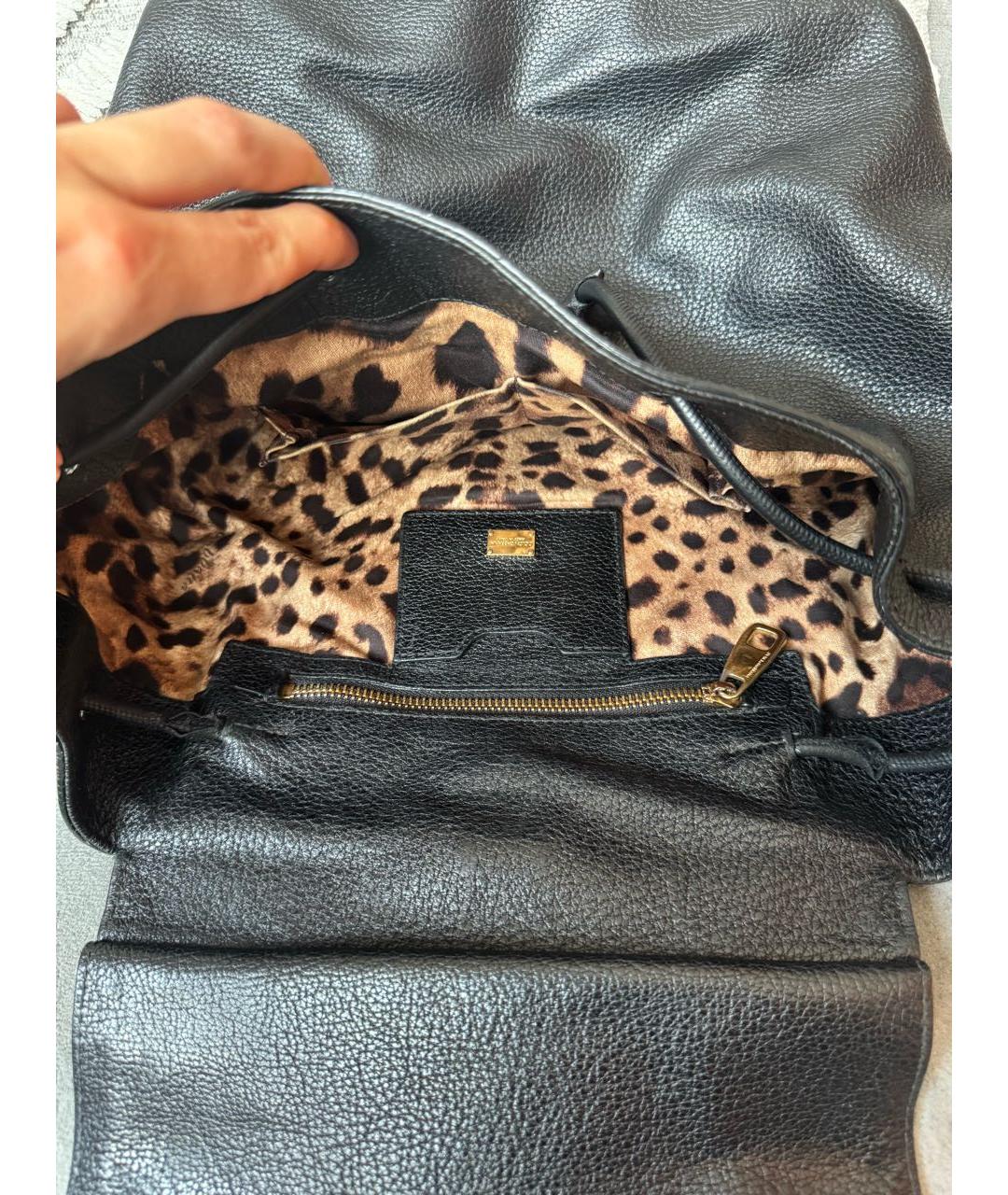 DOLCE&GABBANA Черный кожаный рюкзак, фото 4