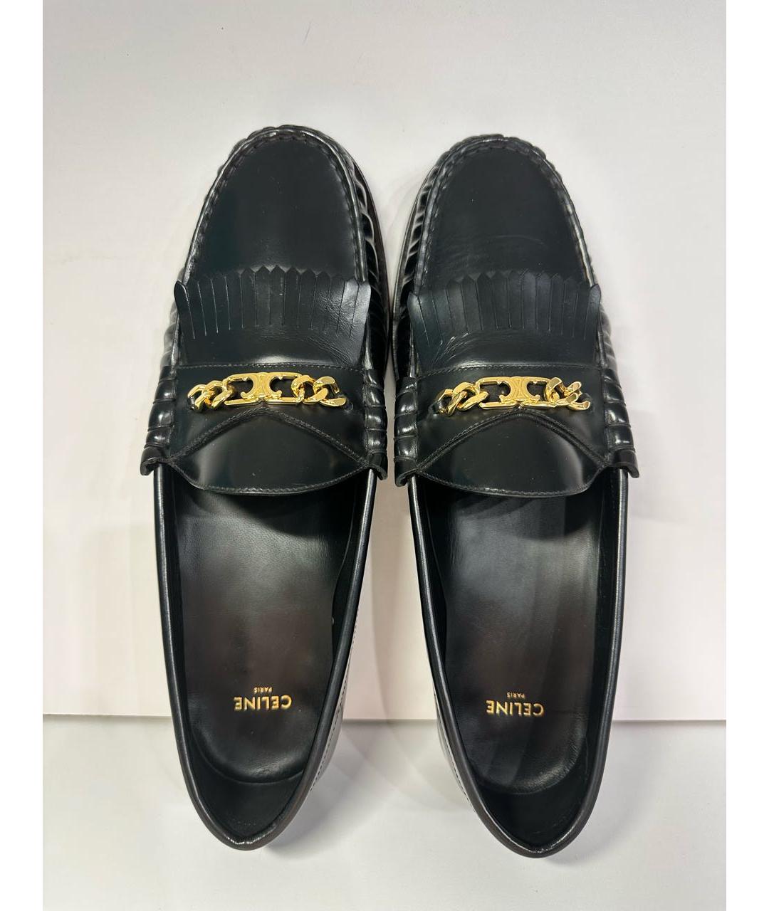 CELINE Черные кожаные лоферы, фото 3
