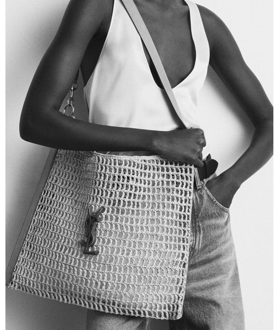 SAINT LAURENT Бежевая пляжная сумка, фото 2