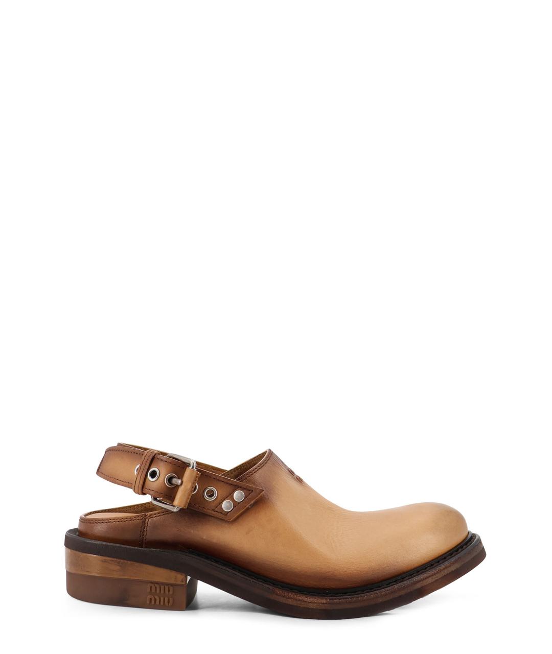 MIU MIU Коричневые кожаные сандалии, фото 1