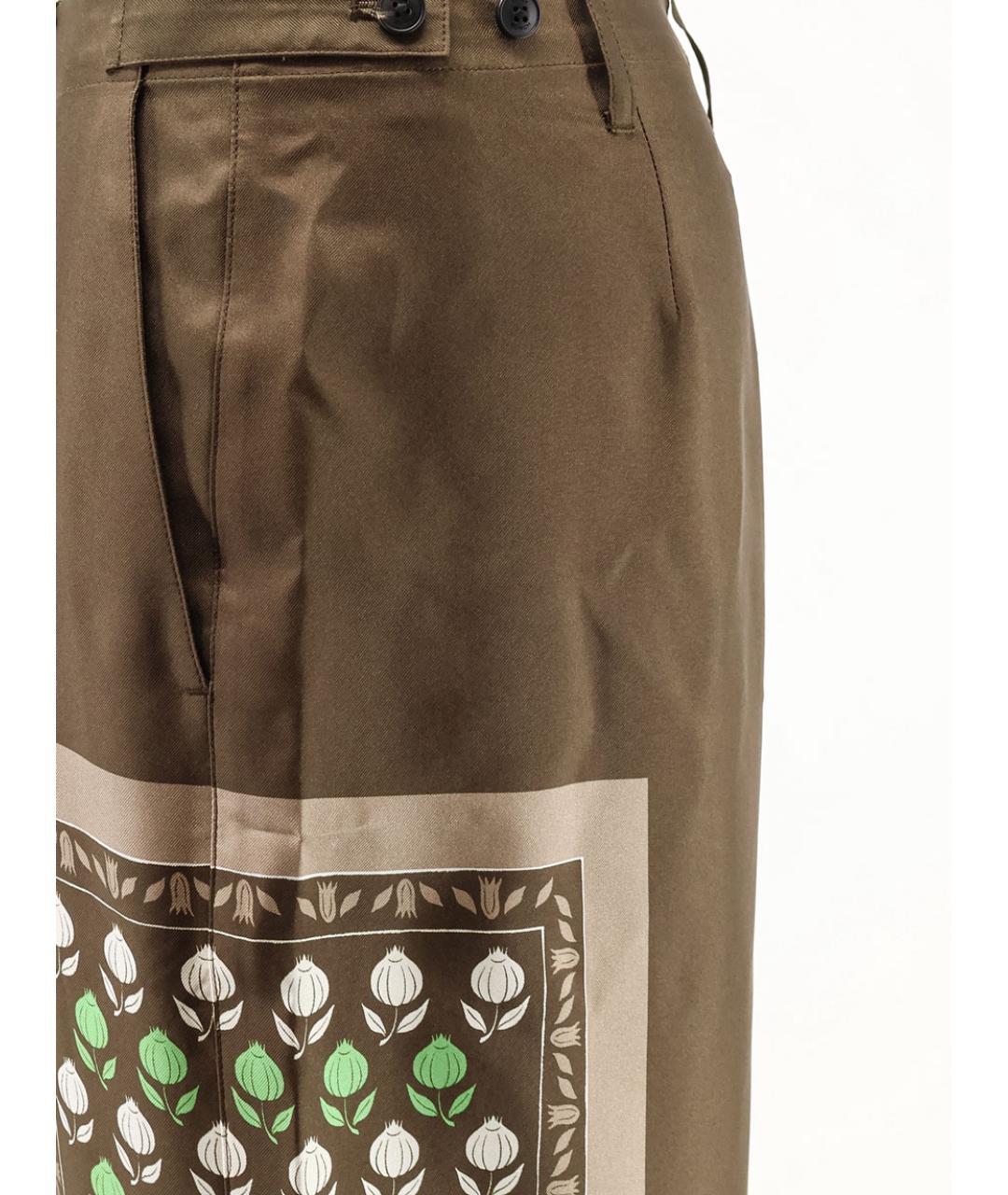 TORY BURCH Коричневые шелковые прямые брюки, фото 3