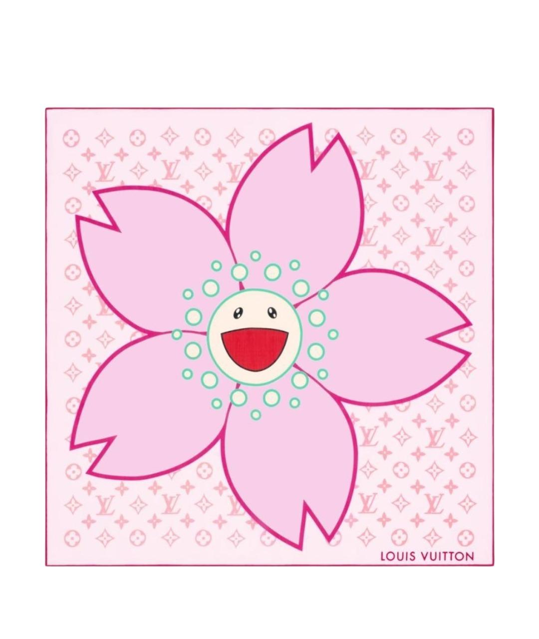 LOUIS VUITTON Розовый шелковый платок, фото 1