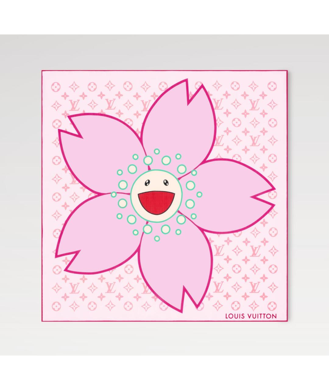 LOUIS VUITTON Розовый шелковый платок, фото 10