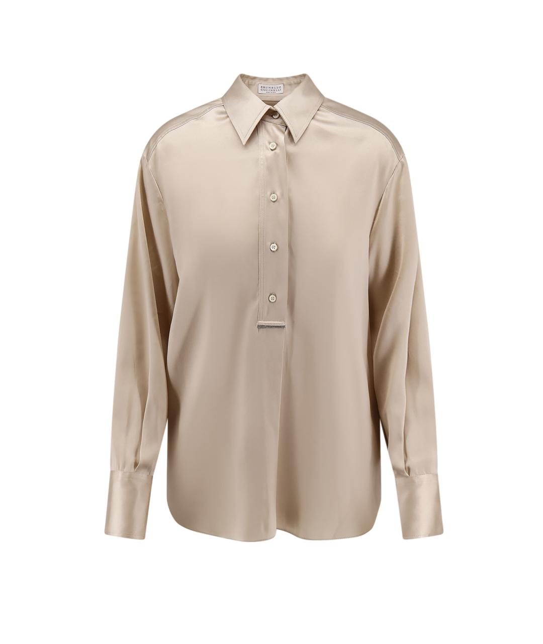 BRUNELLO CUCINELLI Бежевая шелковая рубашка, фото 1