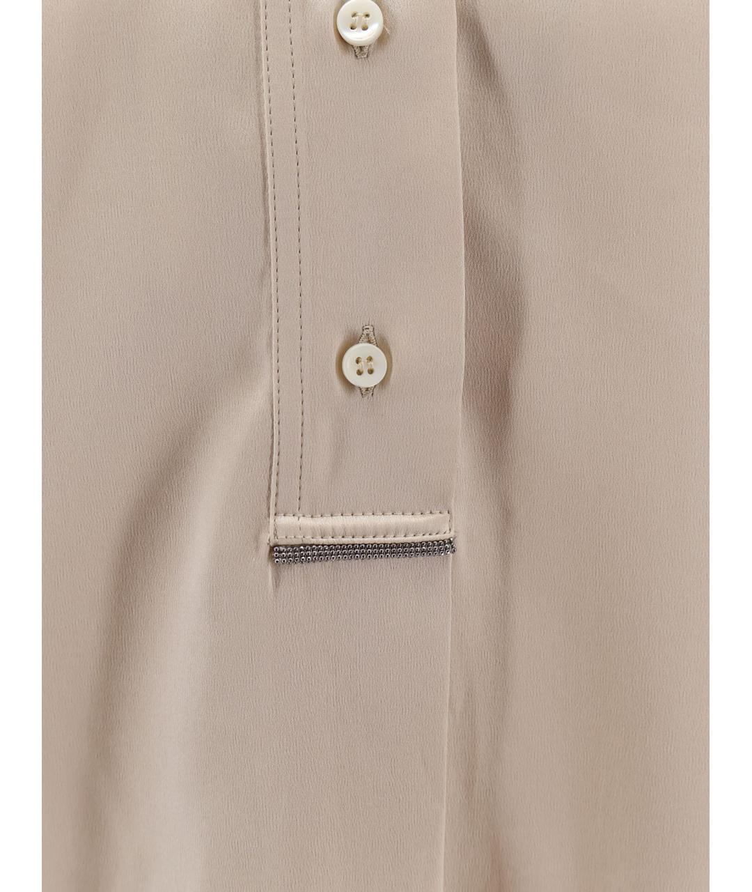 BRUNELLO CUCINELLI Бежевая шелковая рубашка, фото 3