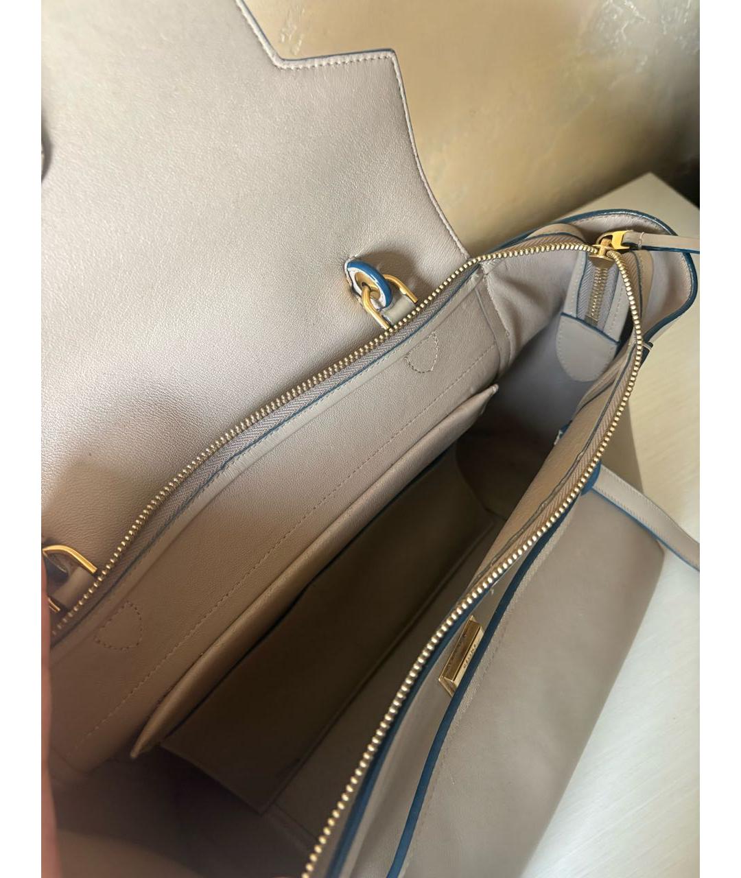 CELINE Бежевая кожаная сумка через плечо, фото 4