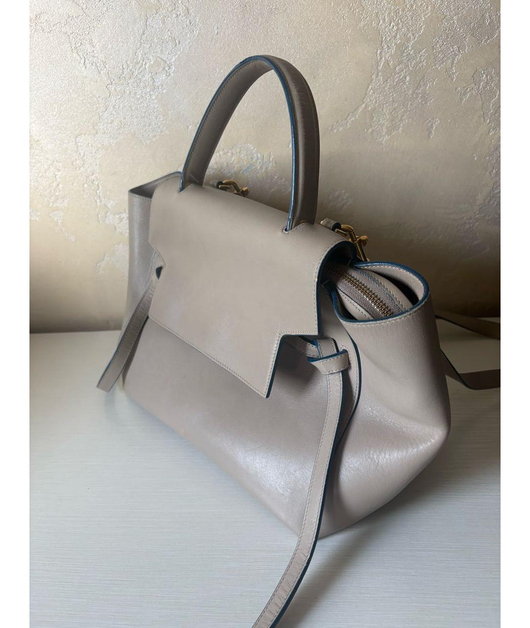 CELINE Бежевая кожаная сумка через плечо, фото 2