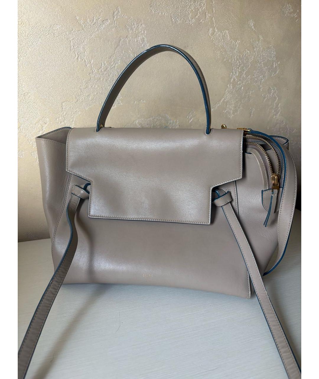 CELINE Бежевая кожаная сумка через плечо, фото 6