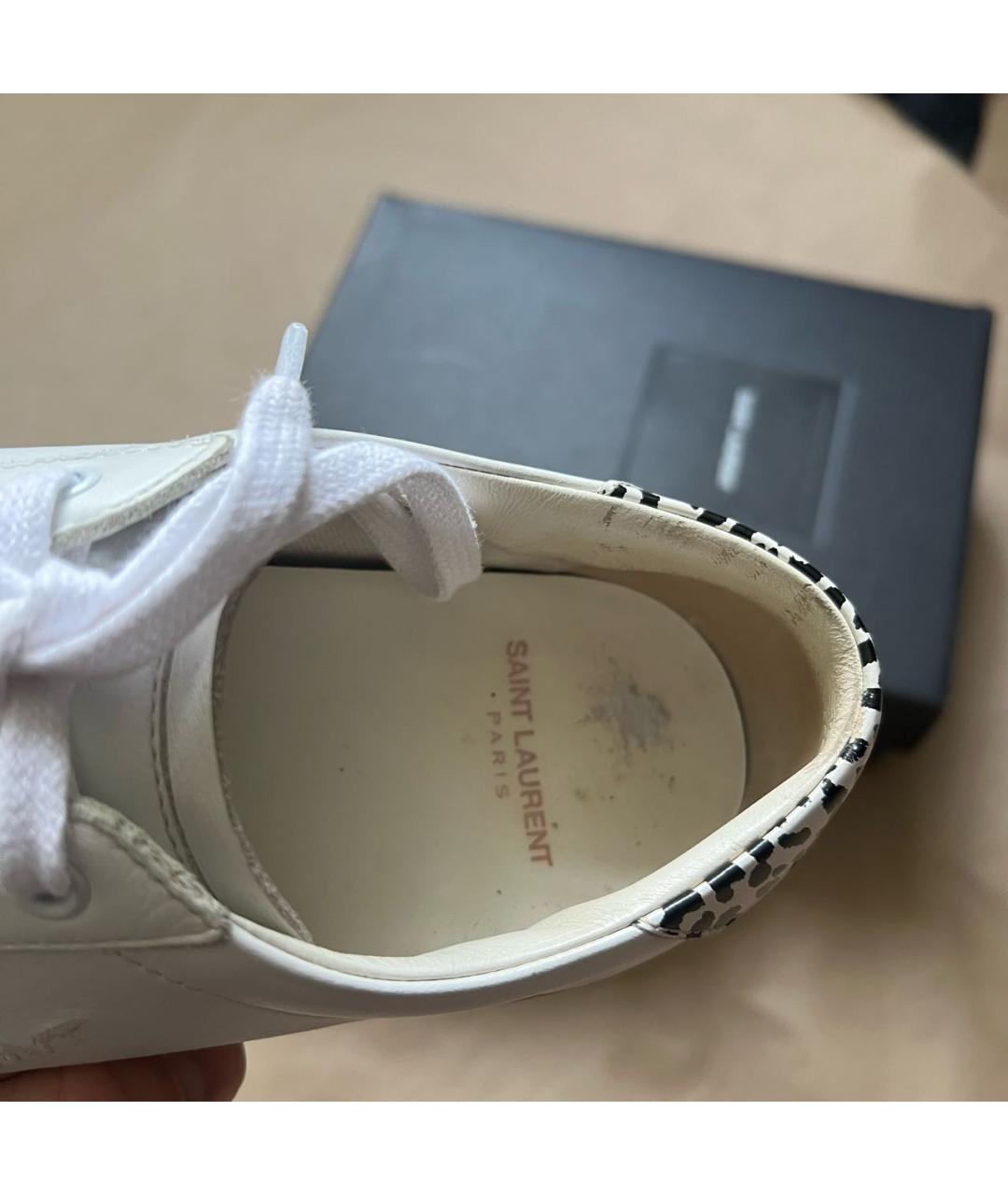 SAINT LAURENT Белые кожаные кеды, фото 3