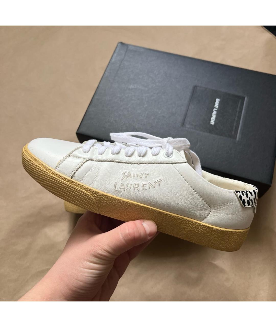 SAINT LAURENT Белые кожаные кеды, фото 2