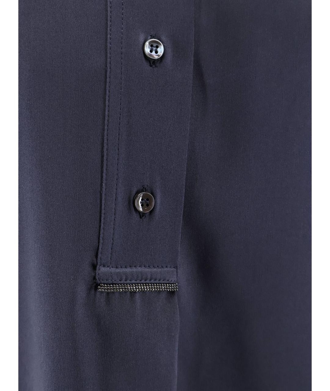 BRUNELLO CUCINELLI Синяя шелковая рубашка, фото 3