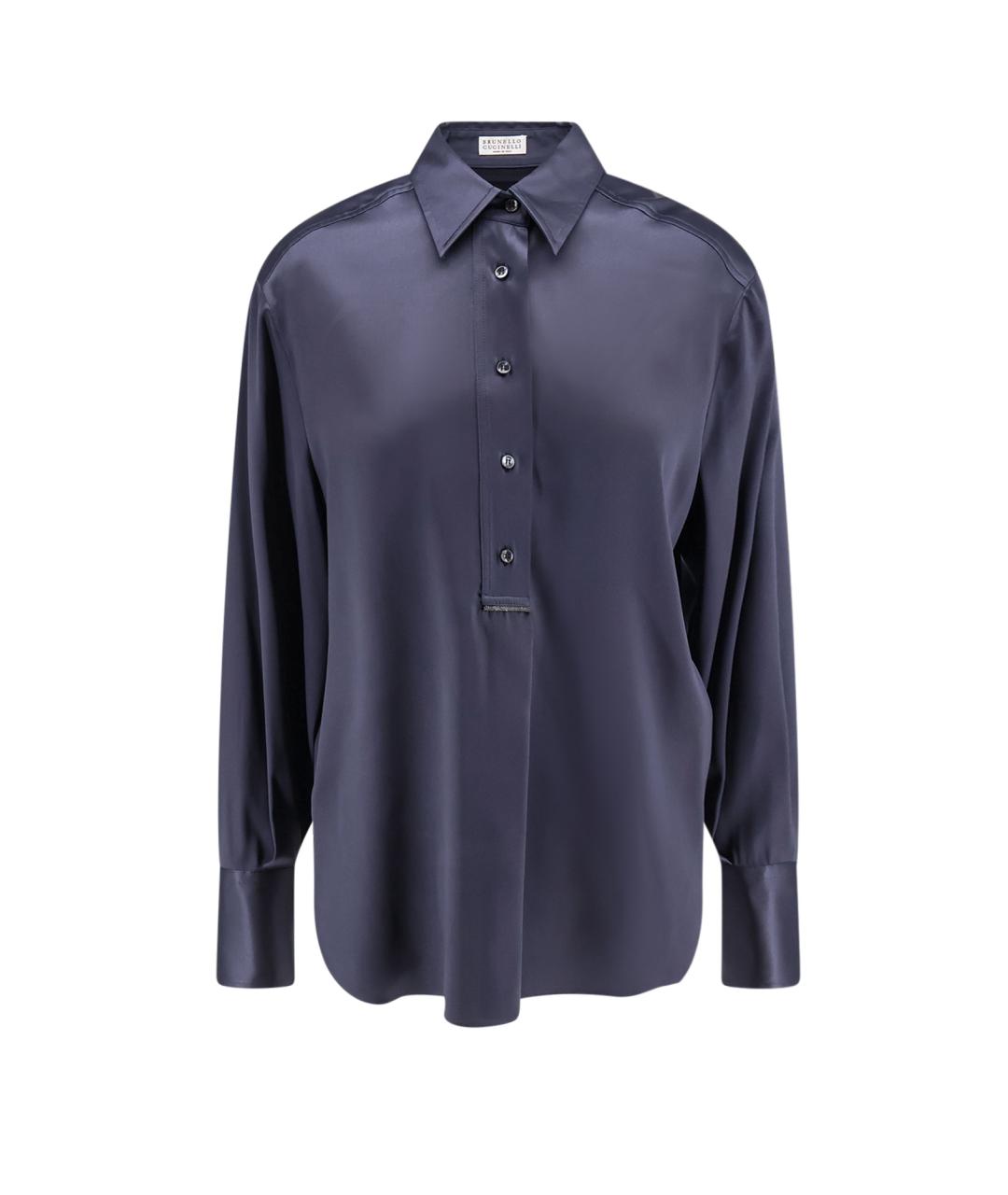BRUNELLO CUCINELLI Синяя шелковая рубашка, фото 1