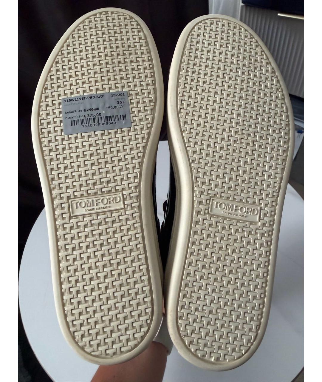 TOM FORD Темно-синие кеды из лакированной кожи, фото 5