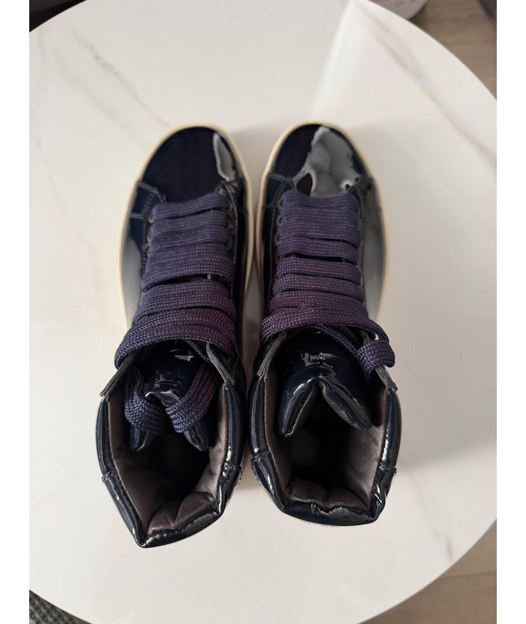 TOM FORD Темно-синие кеды из лакированной кожи, фото 3