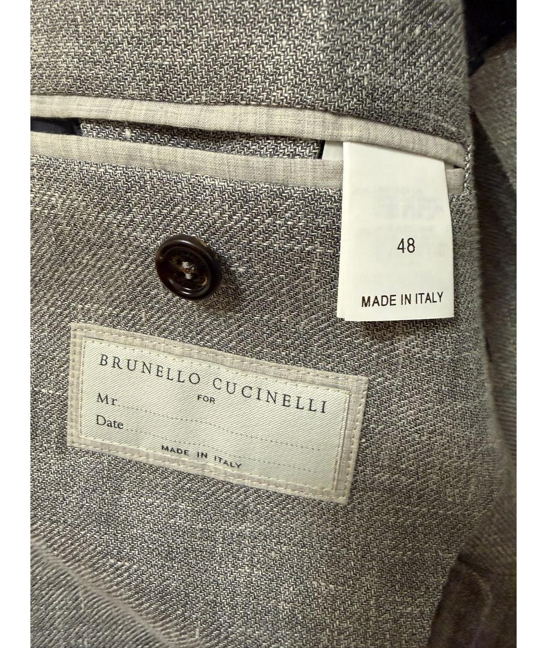 BRUNELLO CUCINELLI Серый льняной пиджак, фото 5