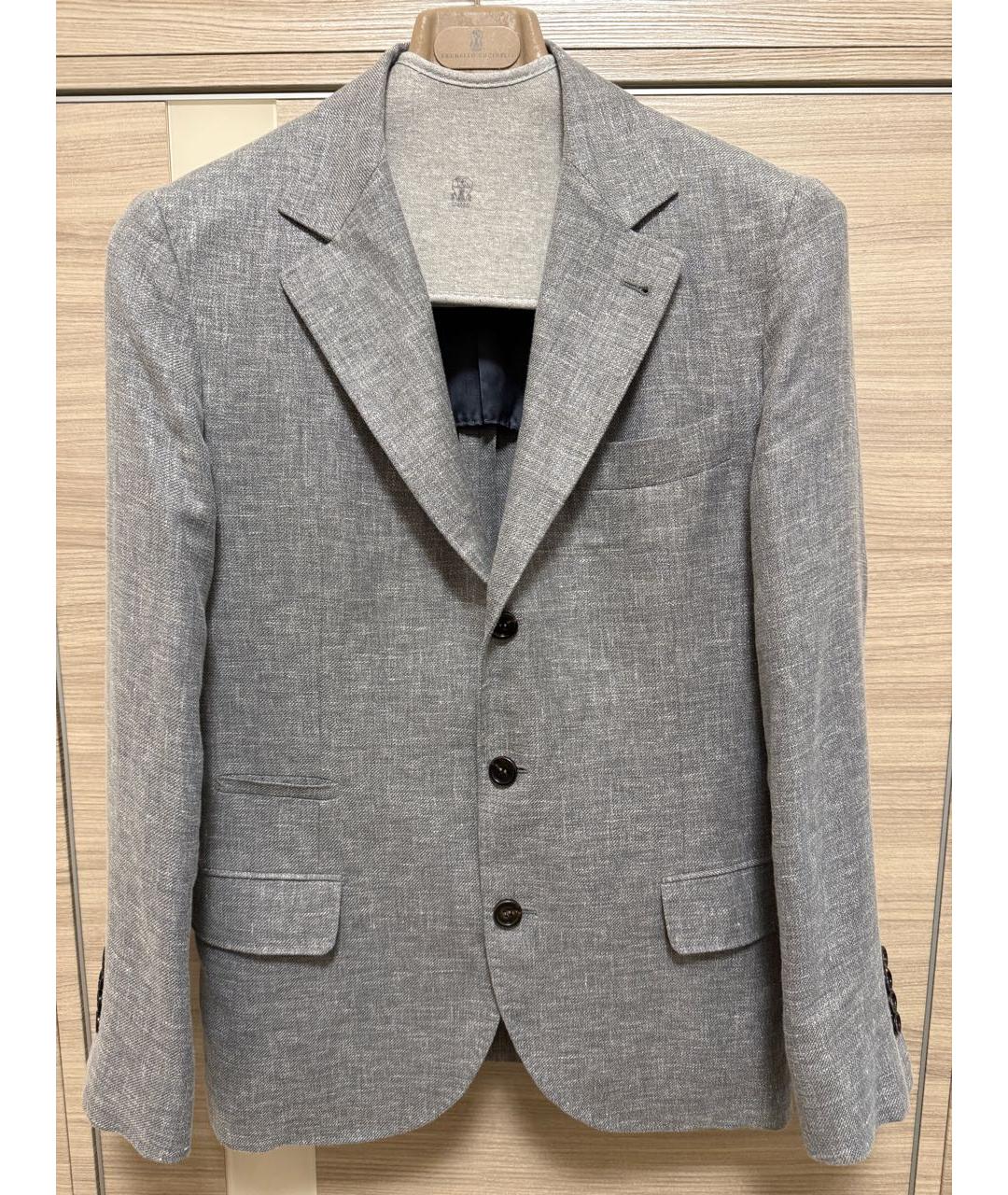 BRUNELLO CUCINELLI Серый льняной пиджак, фото 7