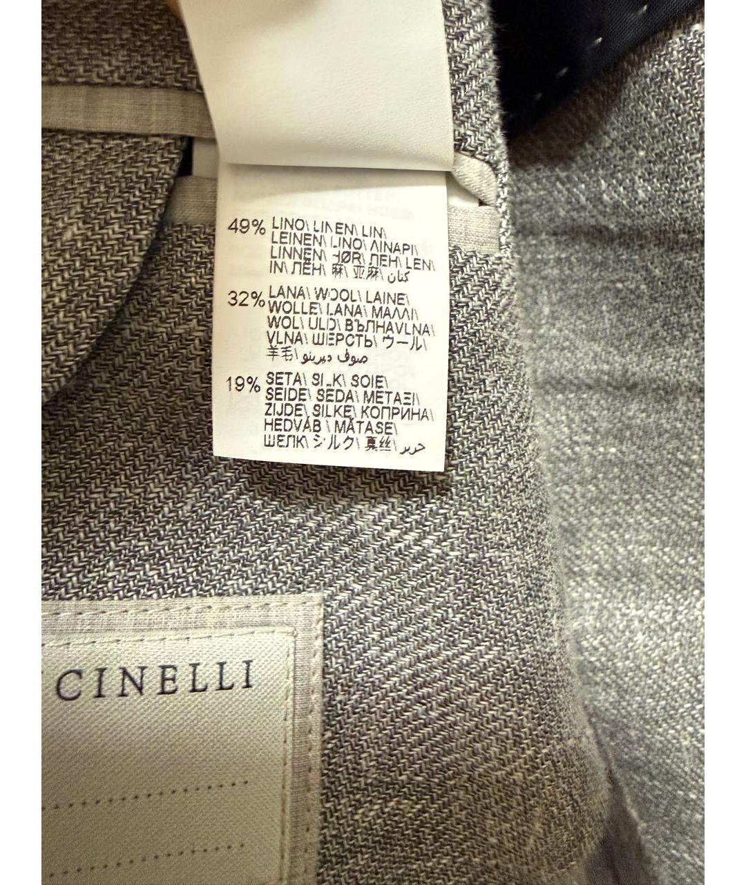 BRUNELLO CUCINELLI Серый льняной пиджак, фото 6