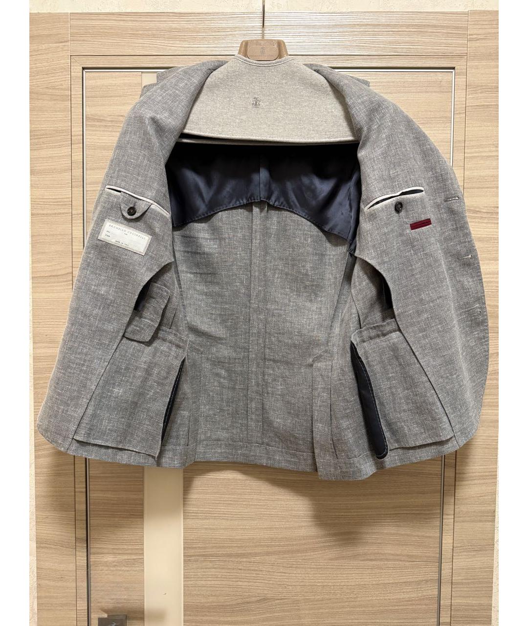 BRUNELLO CUCINELLI Серый льняной пиджак, фото 3