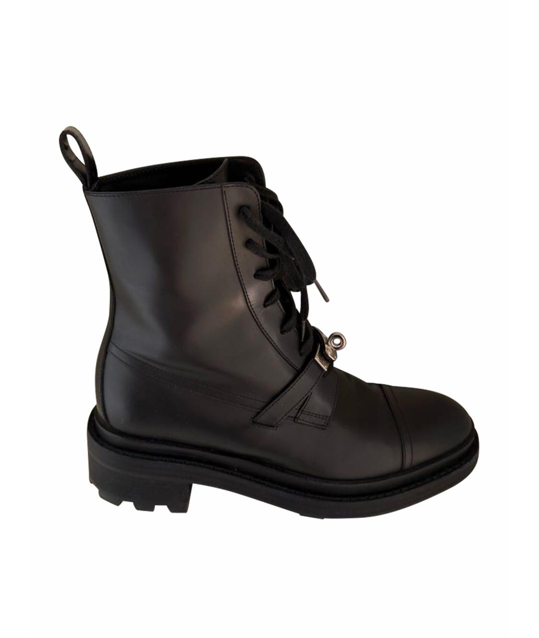 HERMES Черные кожаные ботинки, фото 5