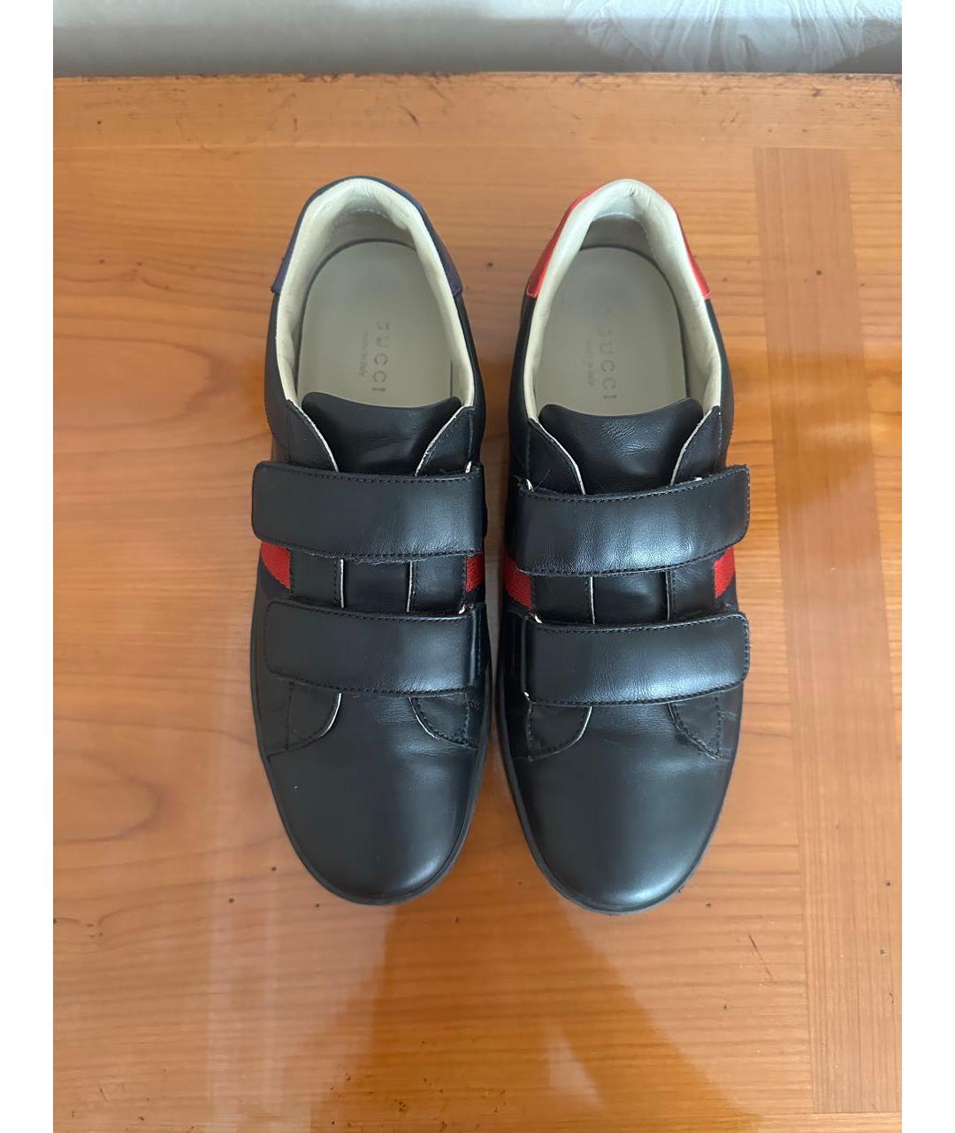 GUCCI Черные кожаные кеды, фото 5