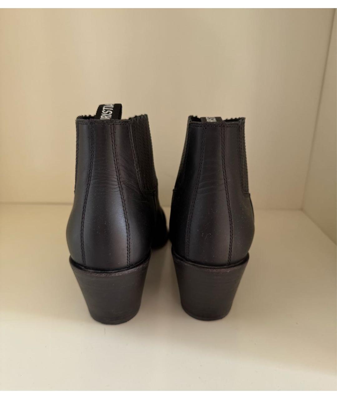 CHRISTIAN DIOR Черные кожаные ботильоны, фото 3