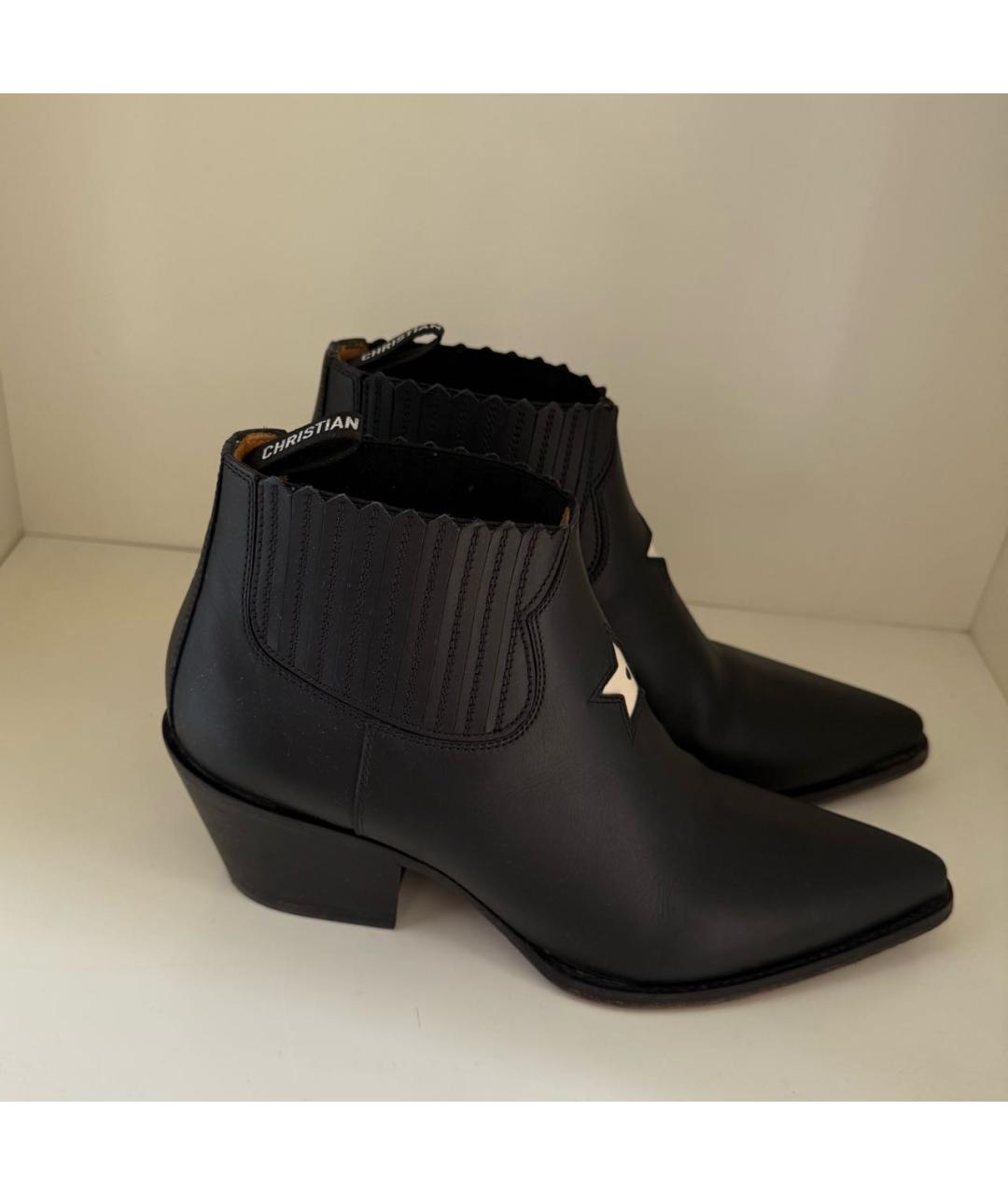 CHRISTIAN DIOR Черные кожаные ботильоны, фото 4