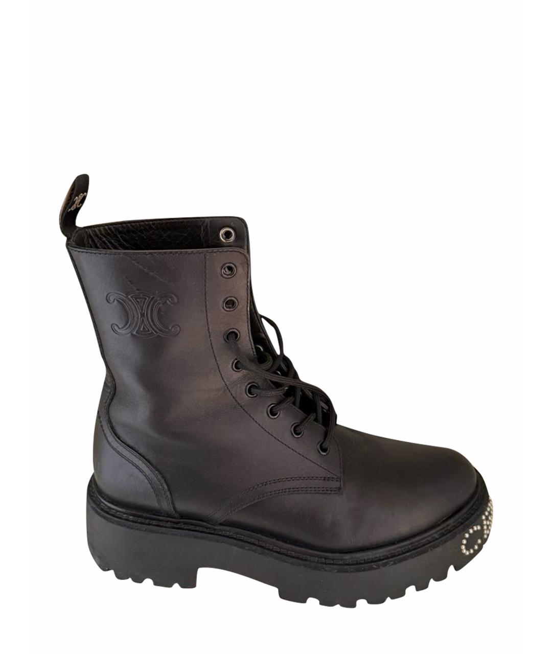 CELINE Черные кожаные ботинки, фото 1