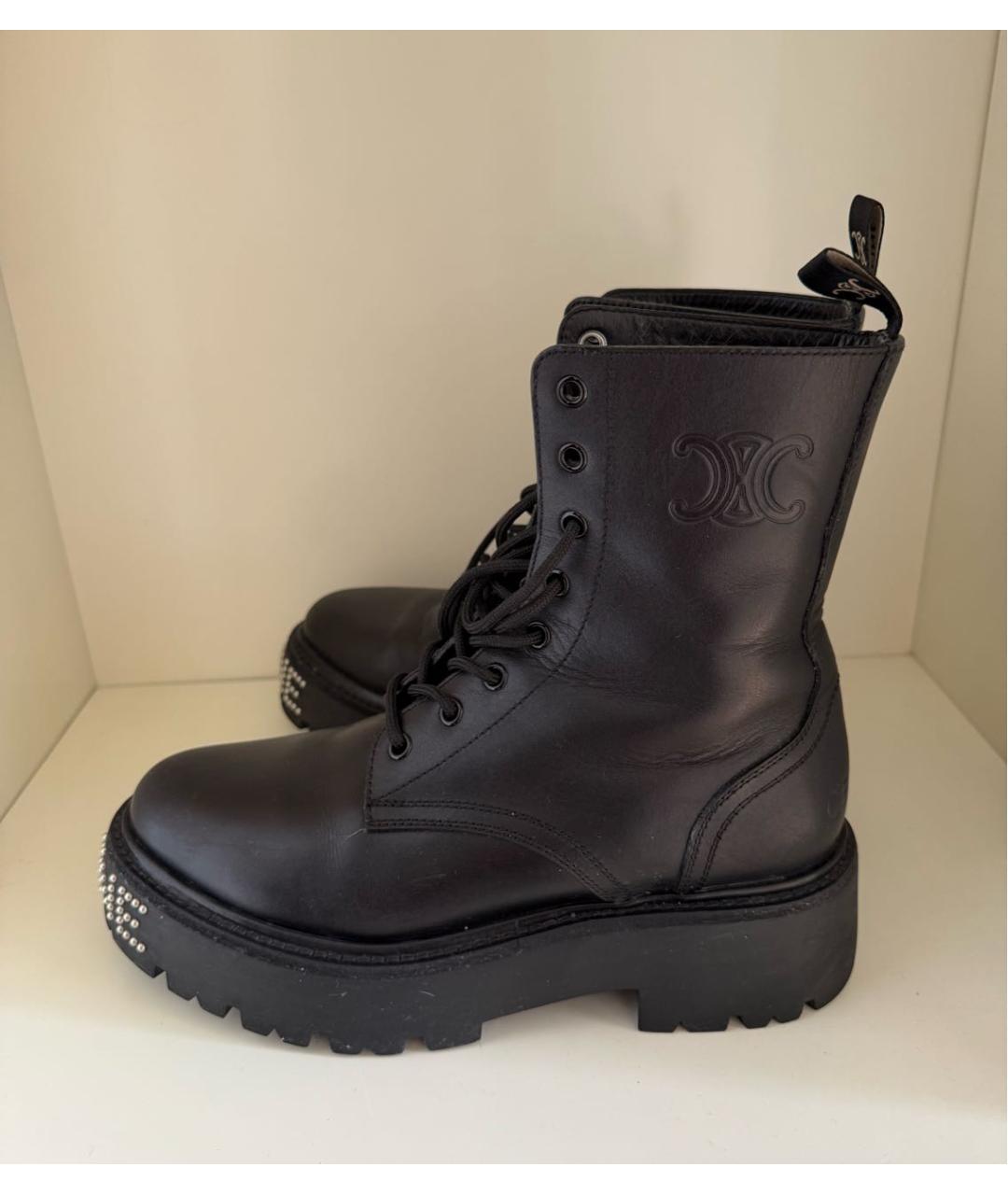 CELINE Черные кожаные ботинки, фото 5