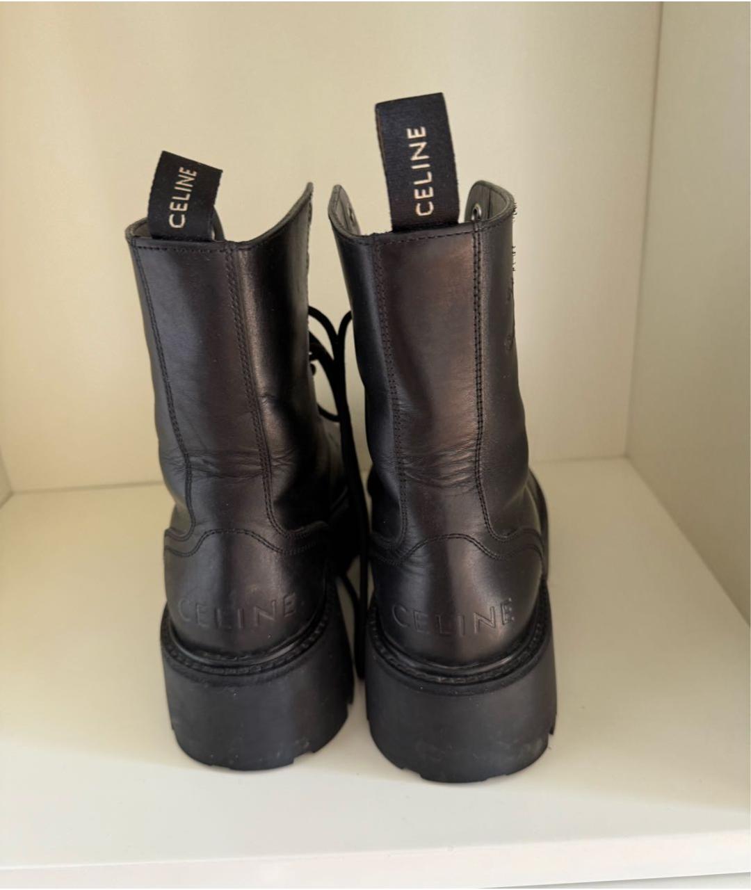 CELINE Черные кожаные ботинки, фото 4