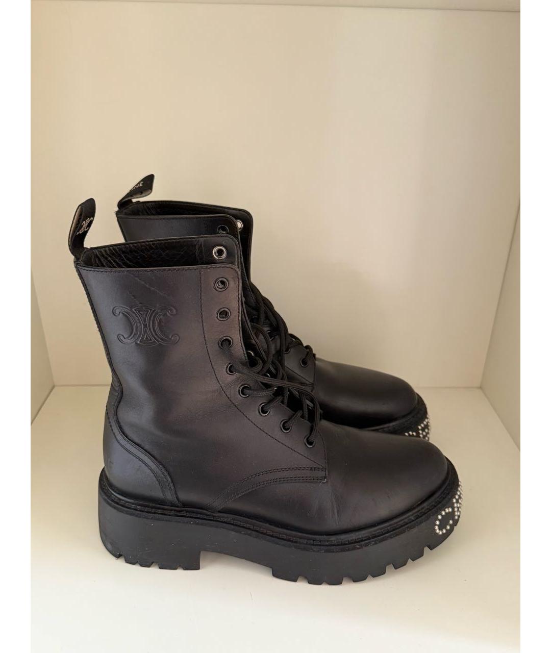 CELINE Черные кожаные ботинки, фото 2