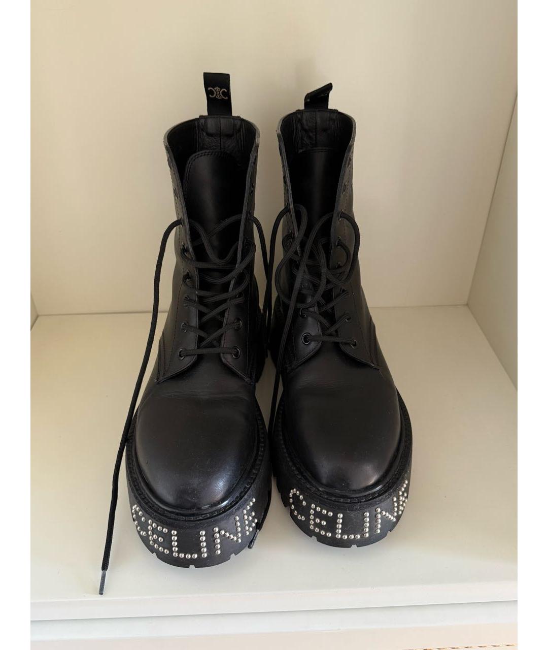 CELINE Черные кожаные ботинки, фото 6