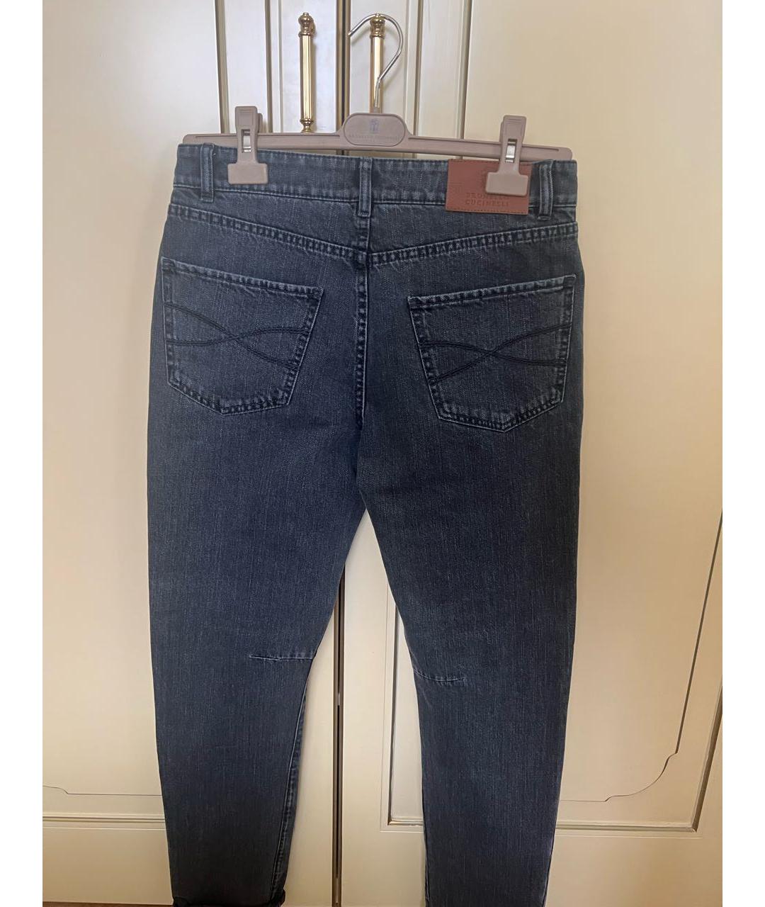 BRUNELLO CUCINELLI Серые хлопковые прямые джинсы, фото 2